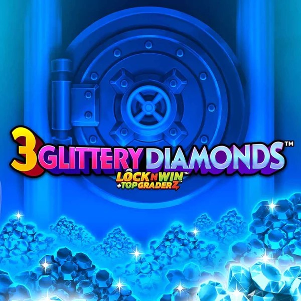 Slots logo of 3 Glittery Diamonds from PearFiction Studios at Stake Casino
