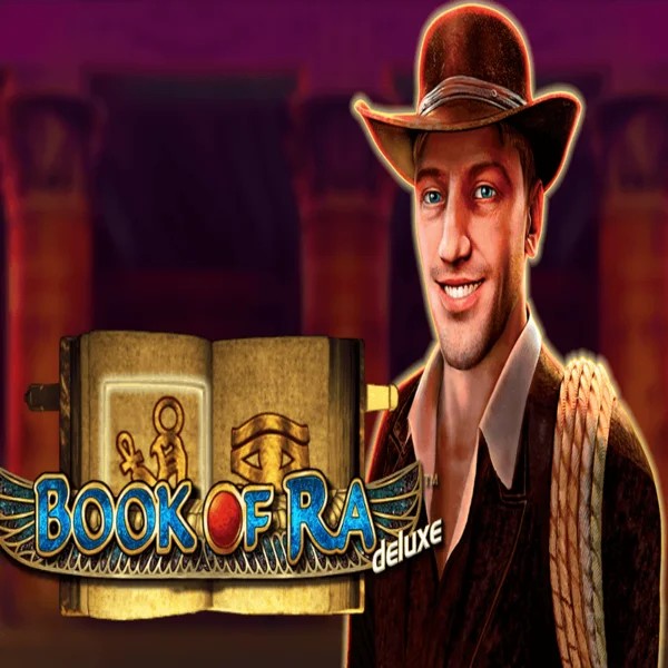Official Slots logo: Book of Ra Deluxe by Novomatic at Stake Casino